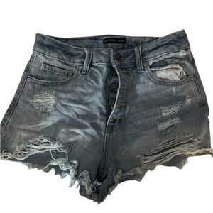 Blue Distressed Denim Shorts
